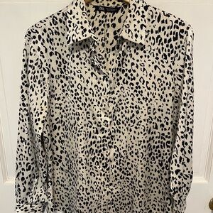 Zara Leopard Print Button-Up Blouse
